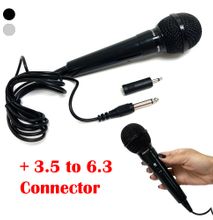 Plastic Dynamic Microphone MIC w/Extra Adapter Karaoke Systems & Computers 3.5mm & 6.3mm - Digital Sound Speaker, AMP, Mixer, DVD Wired Dynamic Vocal Microphone with 2m Cable